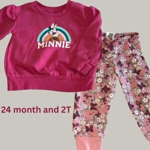 Disney Minnie Mouse Sweatshirt & Floral Pants Set 24M/2T